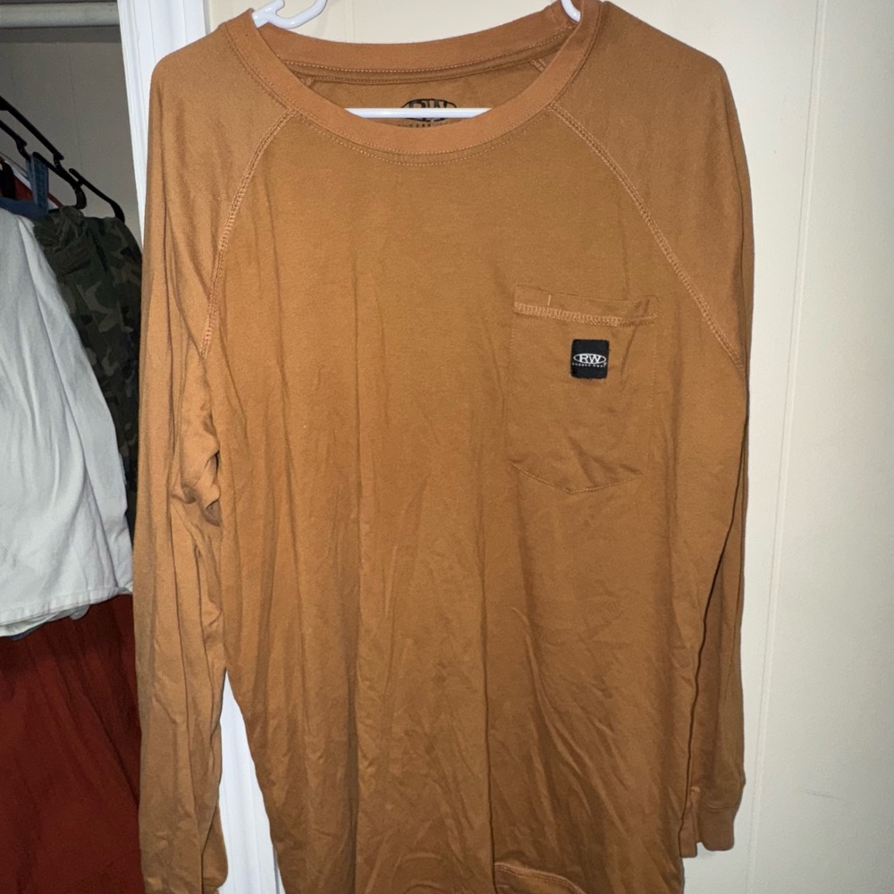 Rugged Wear Men's Casual Tan Long Sleeve Shirt